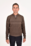 Men's Winter Wool Zip Turtleneck - Mocha (Size XL)