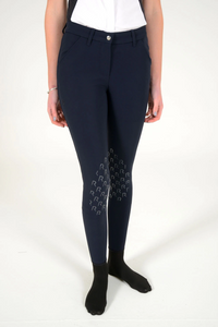 Knee High Perforated Breeches - Navy