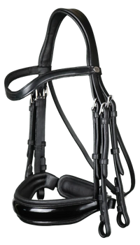 Working Patent Large Crank Noseband Double Bridle - Black
