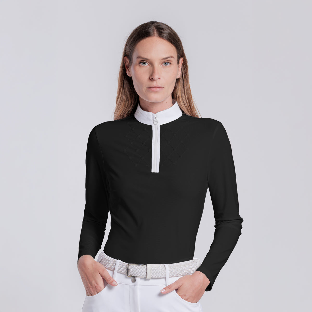 CT L/S w/Sequins Bib Competition Shirt - Black