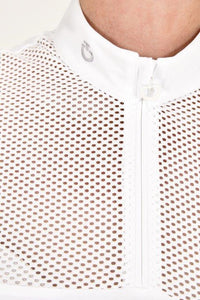 Perforated Jacquard Zip Shirt - White