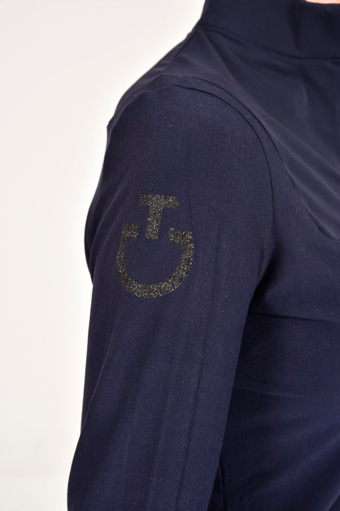 L/S Jersey Fleece Zip Polo - Navy