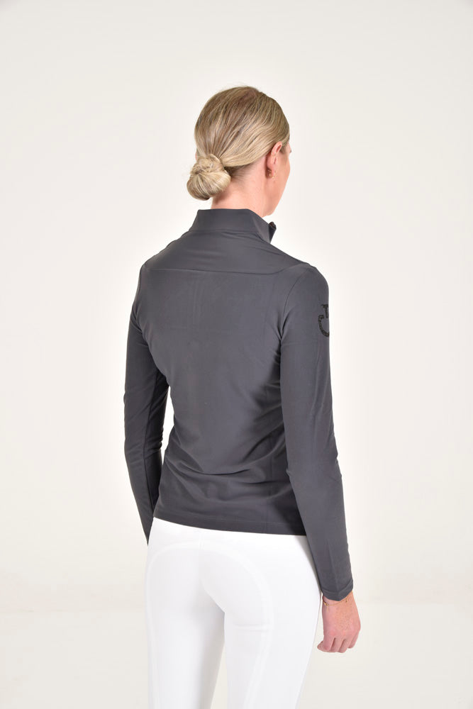 L/S Jersey Fleece Zip Polo - Dark Grey