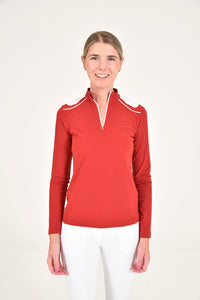 L/S Training Zip Polo - Red