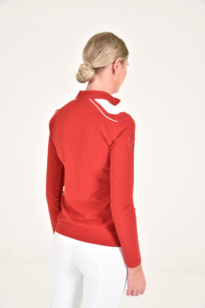 L/S Training Zip Polo - Red