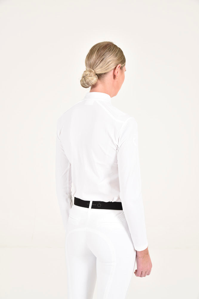Long Sleeve Zip Polo - White
