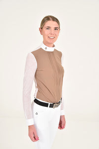 Pleated Jersey Long Sleeve Shirt - Cacao