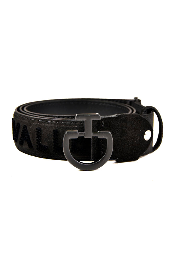 Men's Suede Logo Belt - Black