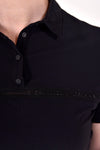 Jersey Mesh Button Up Polo - Black