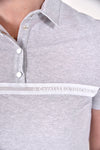 Jersey Mesh Button Up Polo - Light grey