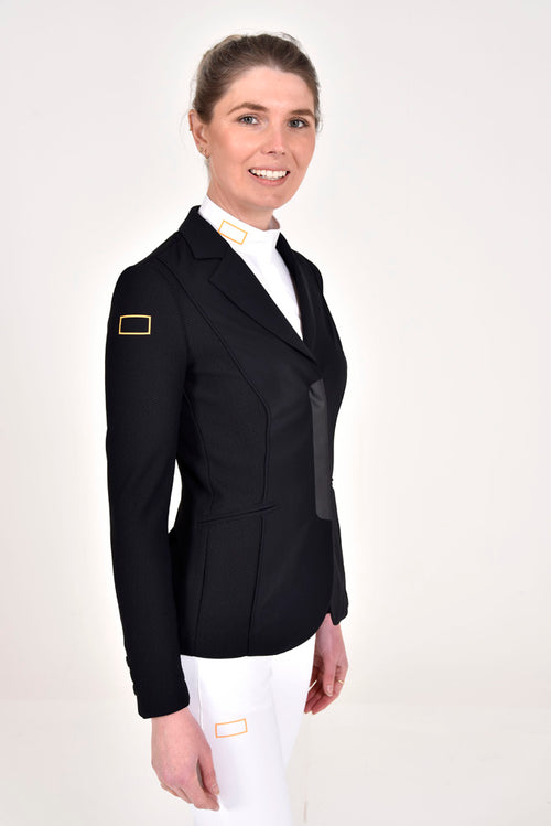 Jersey Mesh Riding Zip Jacket - Black w Gold Logo