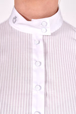 Jersey Long Sleeve Button Poplin Bib Competition Shirt - White