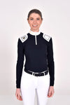 R-Evo Epaulet L/S Zip Polo - Navy/White