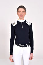 R-Evo Epaulet L/S Zip Polo - Navy/White