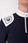 R-Evo Epaulet L/S Zip Polo - Navy/White
