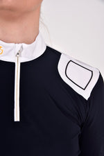 R-Evo Epaulet L/S Zip Polo - Navy/White