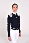 R-Evo Epaulet L/S Zip Polo - Navy/White