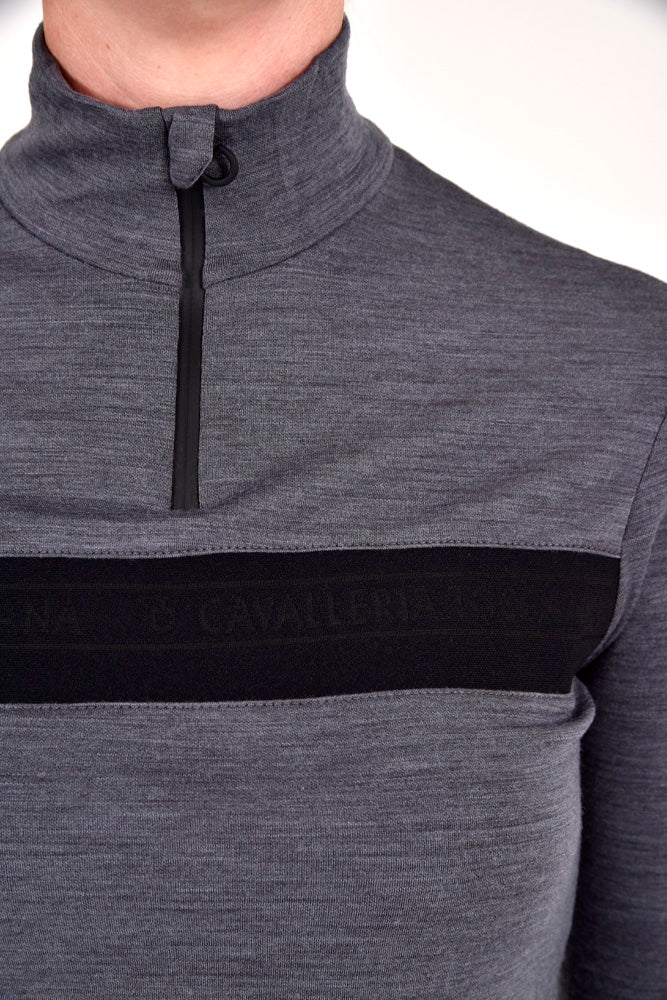 Tech Wool Half Zip Turtleneck - Iron Grey