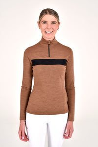 Tech Wool Half Zip Turtleneck - Toffee Brown