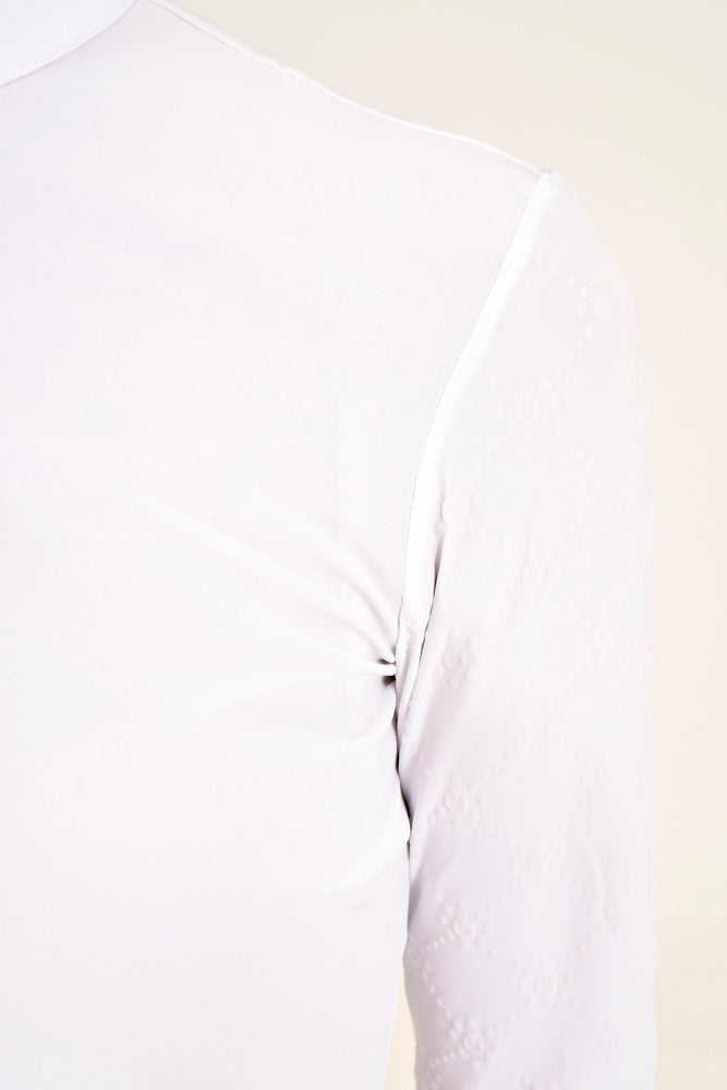 Mini Orbit Flock Long Sleeve Shirt - White