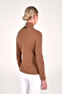 Tech Wool Half Zip Turtleneck - Toffee Brown