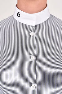 Tech Pique Long Sleeve Competition Shirt - Black Pin Stripe