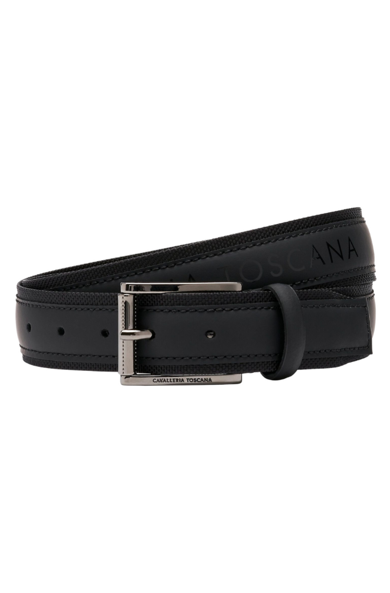 Men's Laser Cut Leather Belt - Black