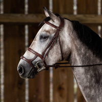 New English Double Noseband Bridle - Brown