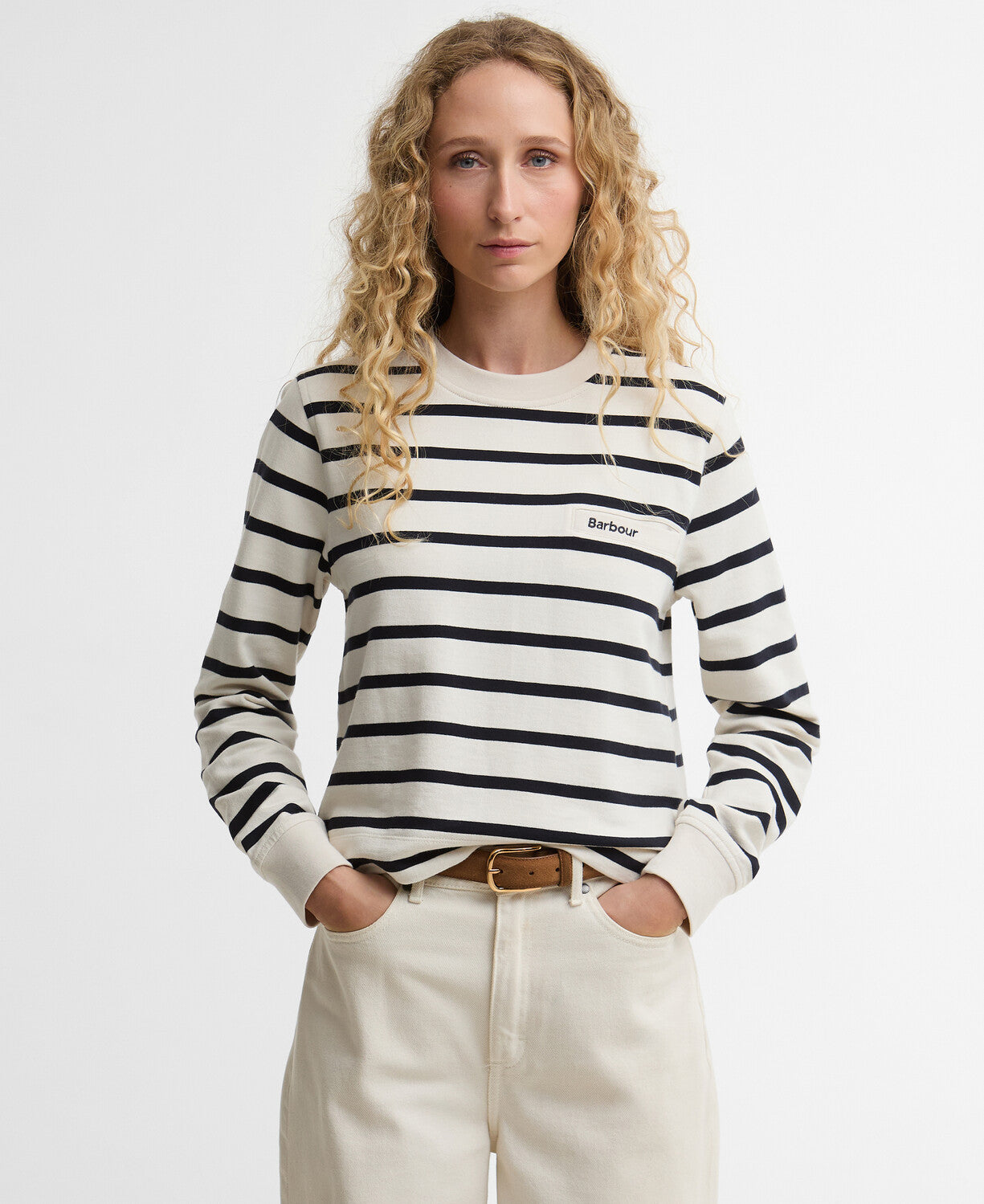 Aylesby Striped Sweatshirt - Cloud/Dark Navy Stripe