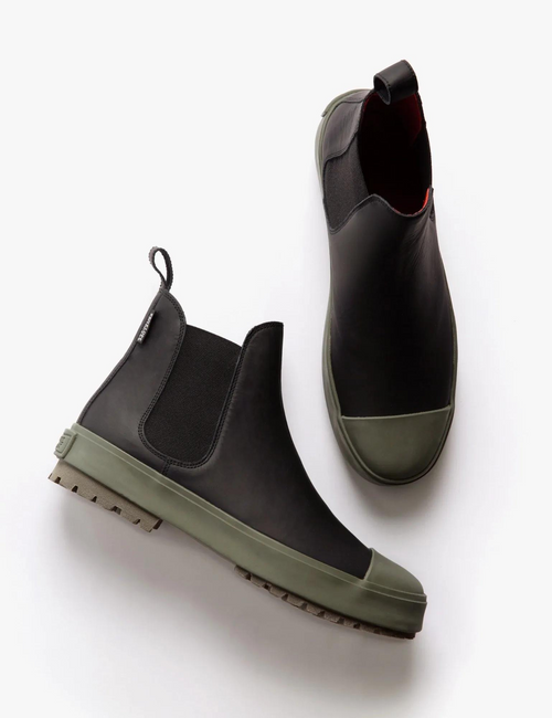 Jump Waterproof Leather Boot - Black/Khaki