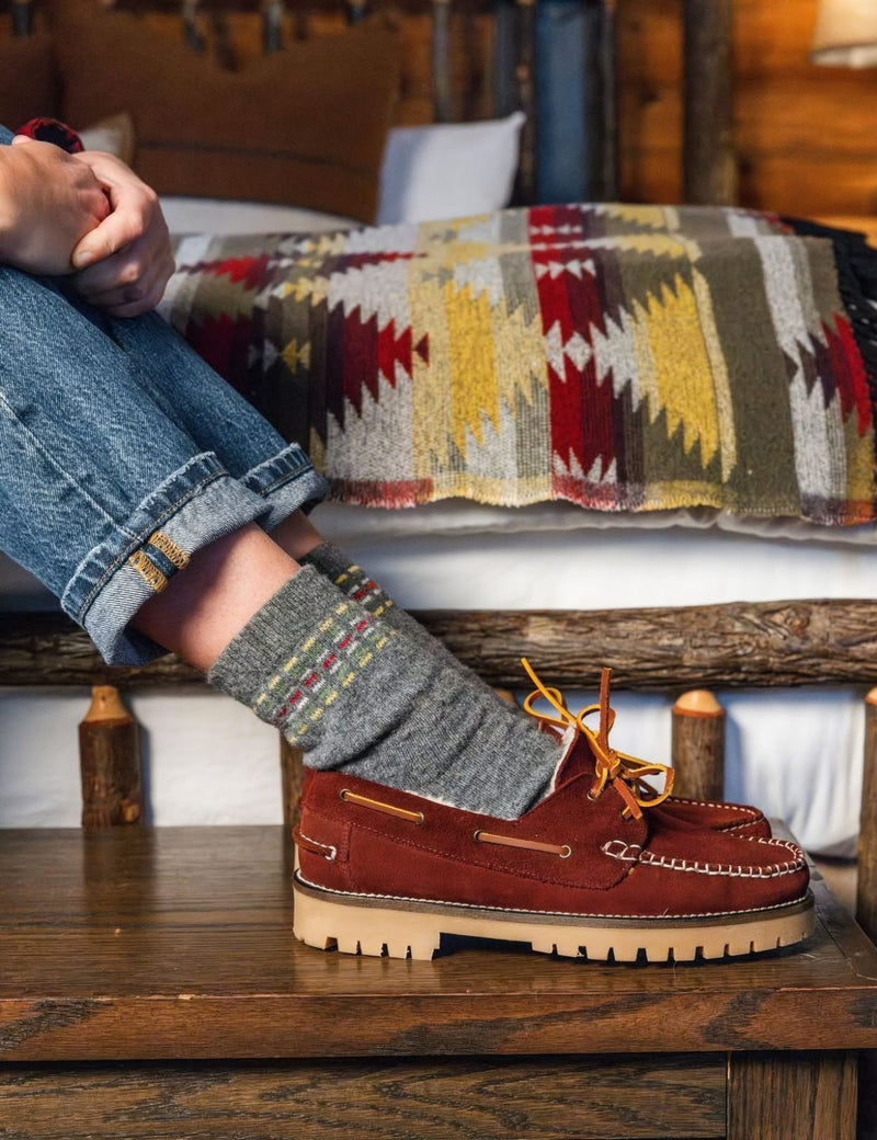 Lambswool Socks - Charcoal/Yellow/Moss/Red