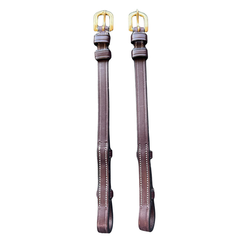 D Collection Cheekpieces with Brass Fittings - Brown Full
