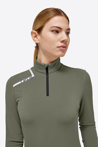 Brushed Long Sleeve Zip Jersey - Dusty Olive