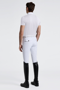 Men's S/Sleeve Jersey Zip Competition Shirt - White