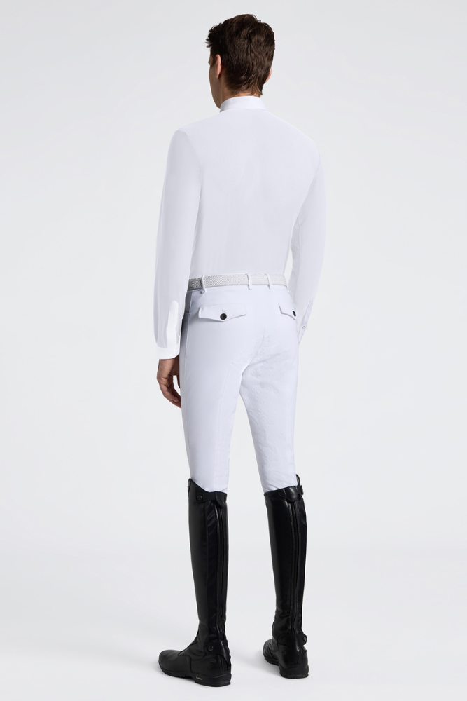 Men's Long Sleeve Jersey Competition Shirt w Pocket - White