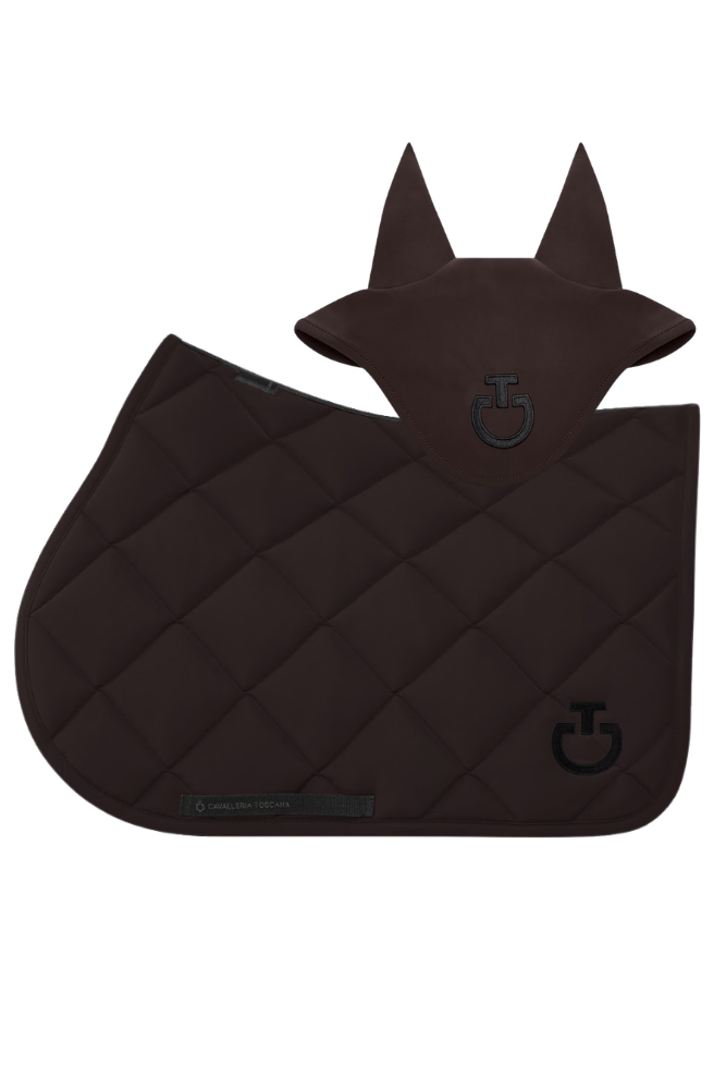 Diamond Quilted Jump Pad & Jersey Earnet - Espresso