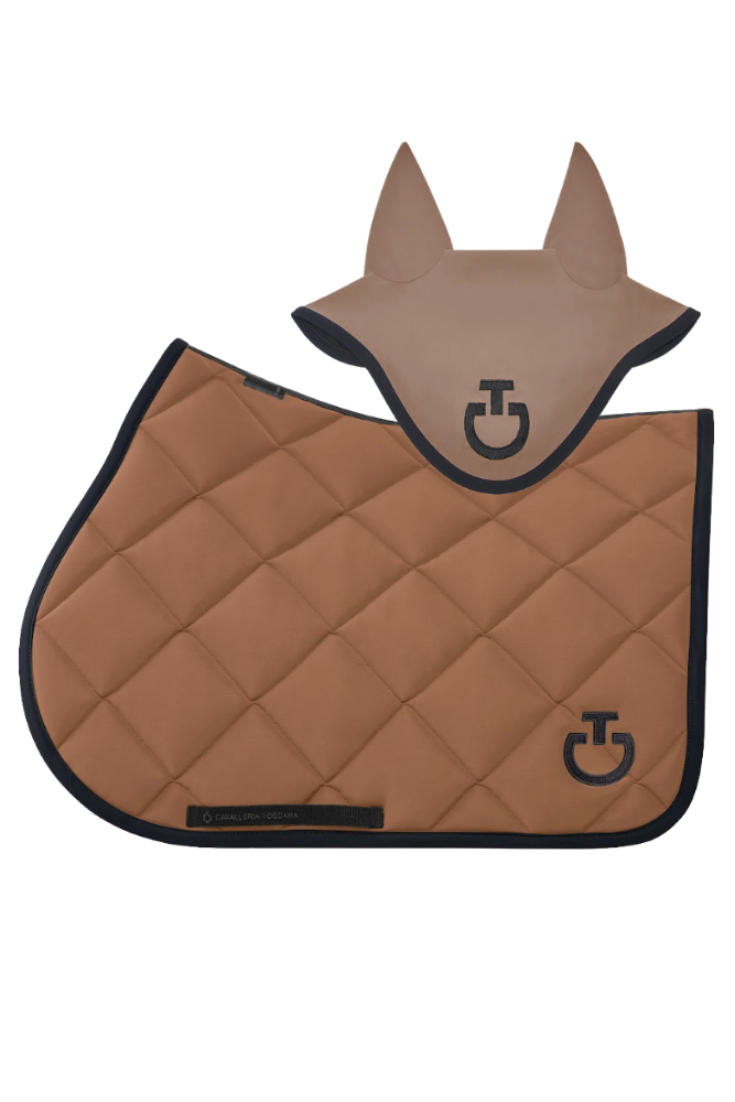 Diamond Quilted Jump Pad & Jersey Earnet - Biscuit/Black