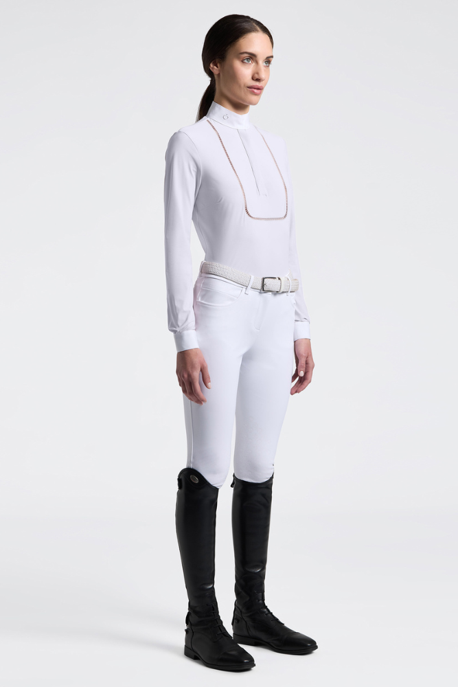 CT L/S Competition Shirt with Embroidery - White
