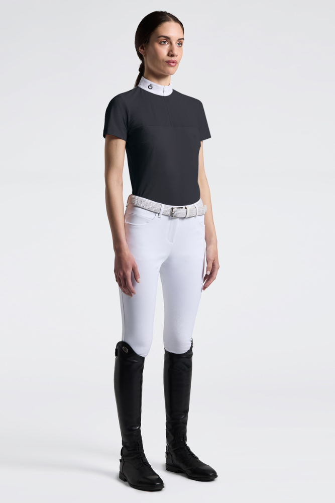 Perforated Jersey Inserts S/S Shirt - Charcoal