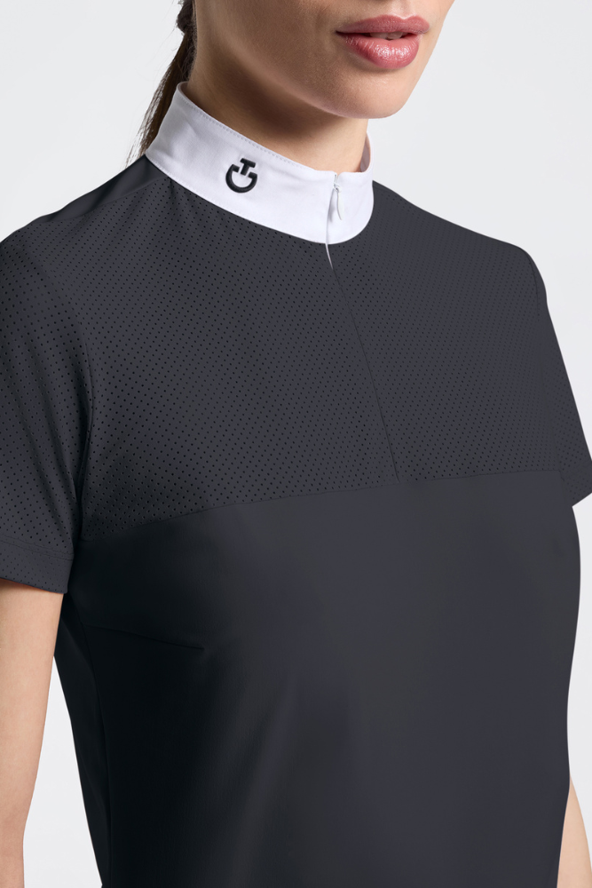 Perforated Jersey Inserts S/S Shirt - Charcoal