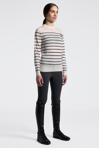 CT Stripe Jacquard Merino Crew Neck - Birch/Charcoal