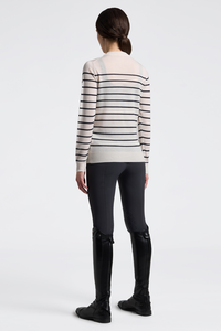 CT Stripe Jacquard Merino Crew Neck - Birch/Charcoal