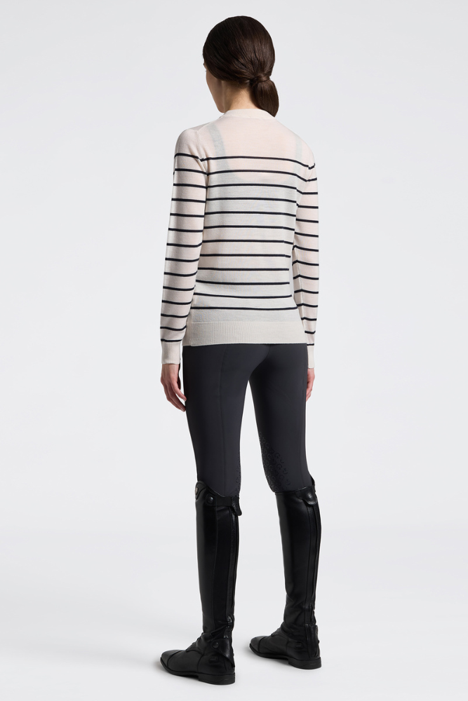 CT Stripe Jacquard Merino Crew Neck - Birch/Charcoal
