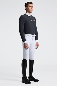 Men's Long Sleeve Jersey Competition Shirt w Pocket - Charcoal