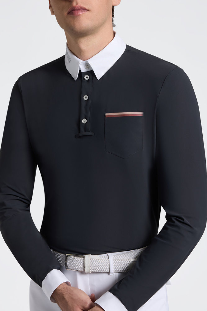 Men's Long Sleeve Jersey Competition Shirt w Pocket - Charcoal
