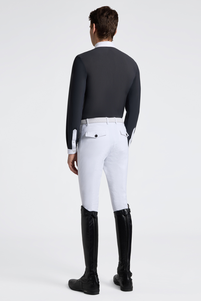 Men's Long Sleeve Jersey Competition Shirt w Pocket - Charcoal