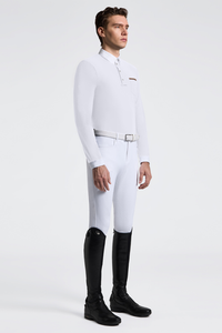 Men's Long Sleeve Jersey Competition Shirt w Pocket - White