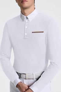 Men's Long Sleeve Jersey Competition Shirt w Pocket - White