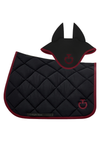Diamond Quilted Jump Pad & Jersey Earnet - Black/Bordeaux Full