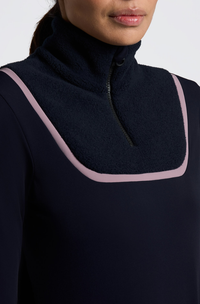 Warm Jersey w Fleece Insert L/S Training Polo - Navy